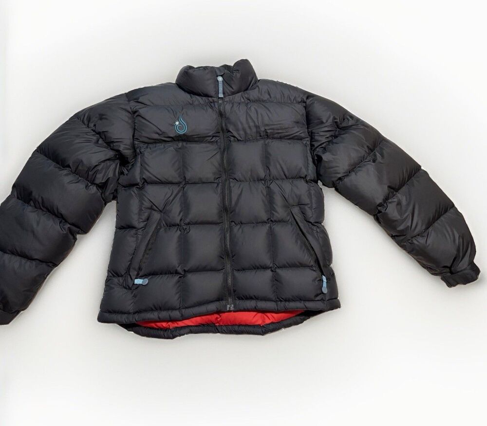 Goose Down Puffer Jacket ISIS Women's sz 12 Black Quilted Full Zip